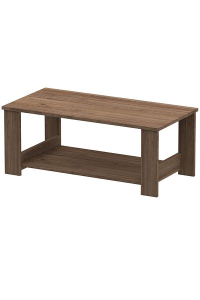 Mahmayi Modern Coffee Table with 2-Tier Storage, Truffle Davos Oak - Durable & Space-Saving