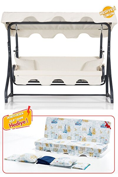 Erinöz Olea 3 Kişilik Yatarlı Bahçe Balkon Salıncağı (YEDEK KILIF TAKIMI HEDİYE)