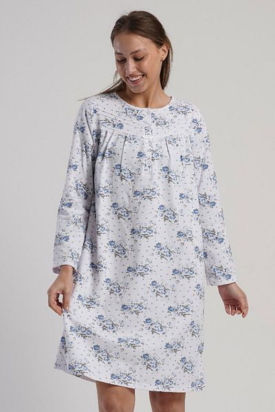 VİENETTA Long Sleeve Cotton Women's Nightgown - 161709