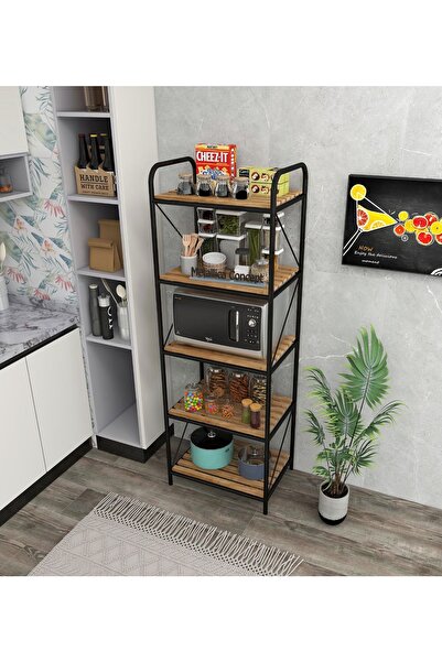 Metallica Concept Başak Siyah 5 Katlı Çok Amaçlı Raf Düzenleyici Mikrodalga K...