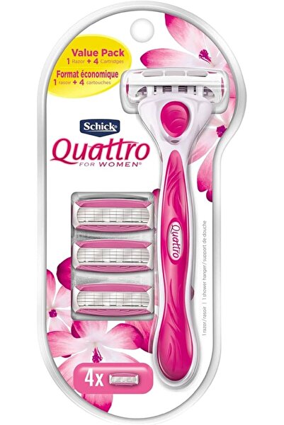 Schick Quattro Womens Kadınlar İçin Tıraş Makinesi + 4 Tıraş Bıçağı