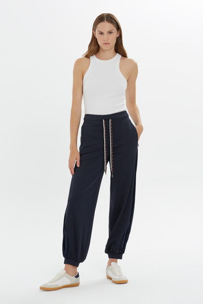 GİZİA Bağlama Detaylı Paçaları Lastikli Lacivert Eşofman Altı