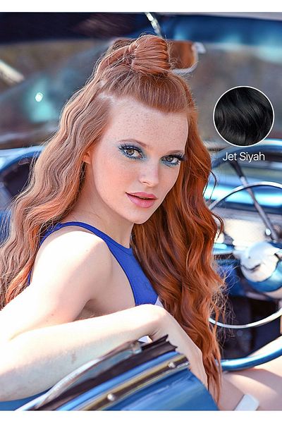 LOLLY PONY مجموعة ذيل حصان سوداء مموجة من الألياف مقاس 65 سم مكونة من 4 أزرار