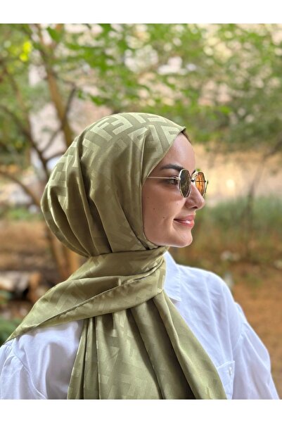 shalby Tesettür Ipeksi Pamuk Jakar Şal Fıstık Yeşili