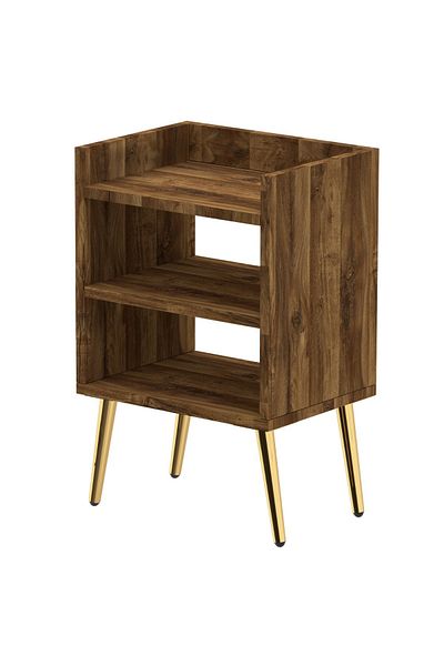 Mahmayi Dark Oak Nightstand - 3 Open Shelves, Easy Assembly, Lightweight, Versatile for Any Room