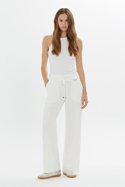 GİZİA Bağlamalı Boru Paça Ekru Eşofman Altı