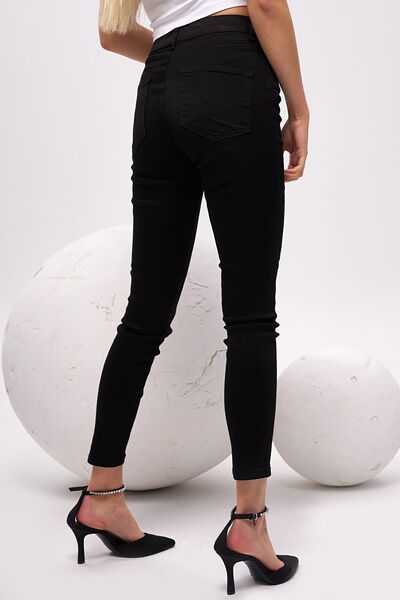 OlaFre Yüksek Bel Skinny Jean, Esnek, Solmayan  Pantolon, Dar Paça Pantolon