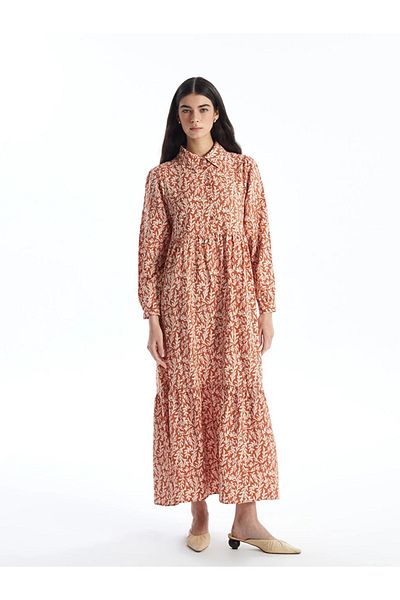 LC Waikiki LCW Modest - Γυναικείο φόρεμα με μακρυμάνικο γιακά με στάμπα