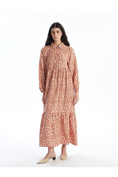 LC Waikiki LCW Modest - Γυναικείο φόρεμα με μακρυμάνικο γιακά με στάμπα