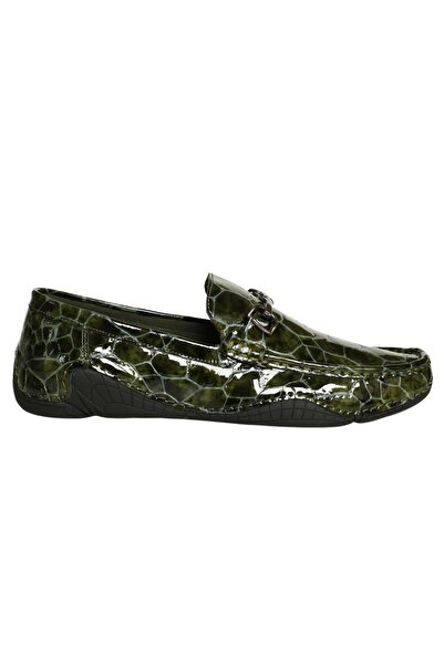 Platin Green Patent Leather Print Men's Loafer Shoes