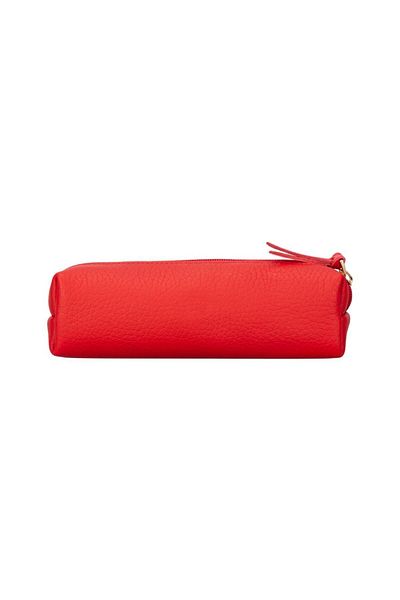 PLM Real Leather Pencil Case, Handmade Zippered Case, Pomegranate Flower