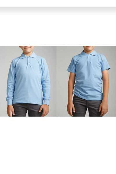 Öz klas Store 2'li Polo izrez dugih i kratkih rukava školska majica - UNISEX