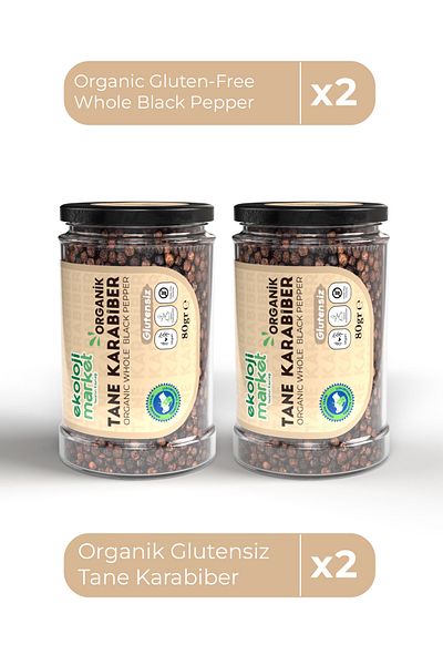 Ekoloji Market 80 Gr X2 Organic Gluten-Free Black Pepper / Whole Black Pepper - New Added