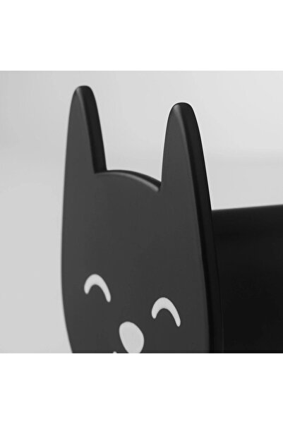IKEA 1 Adet Küçük Askı Duvar Askısı 3,3x5,7x6 Cm Duvar Kancası Siyah Kedi Desenli Askılık Alüminyum