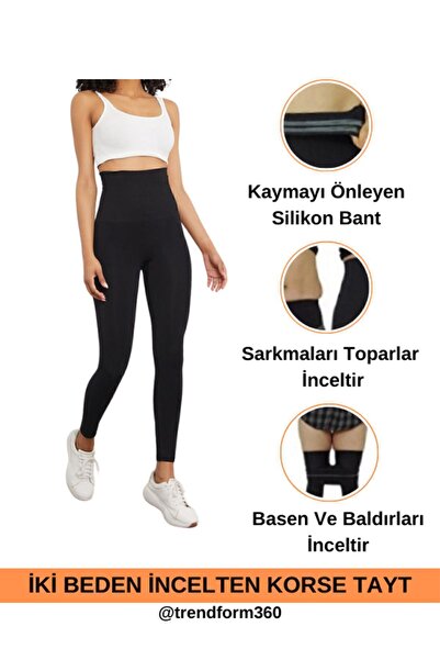 trendform360 Sıkılaştırıcı Lazer Kesim Yüksek Bel Toparlayici Korse Tayt Kadi...