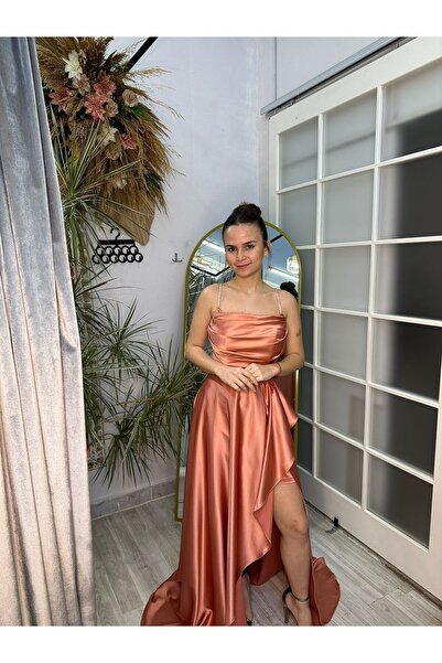 Abiye's SOMON PUDRA ASKILI Saten abiye mezuniyet nikah nişan söz isteme