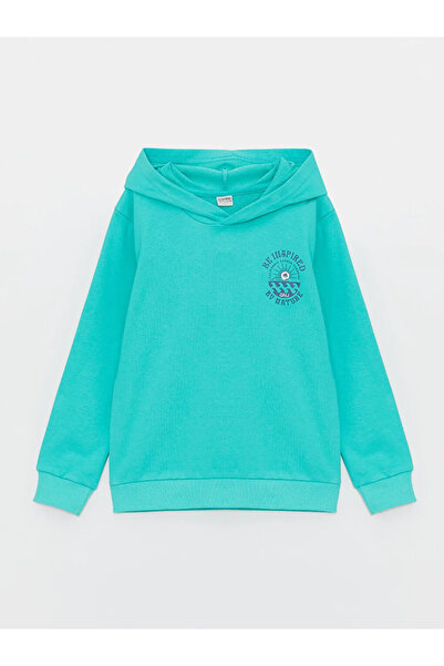 LC Waikiki Hanorac LCW Kids pentru băieți - Aqua, cu glugă, imprimat, cu mâne...