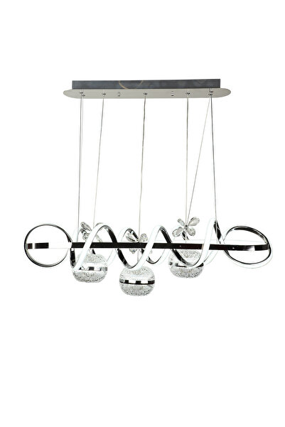 Begüsa Roya Ledli Yemek Masası Avize Krom Kaplama