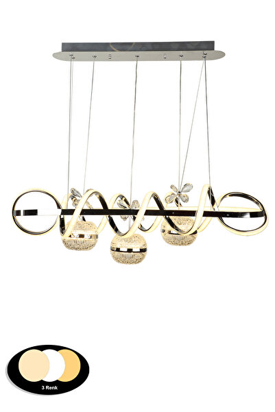 Begüsa Roya Ledli Yemek Masası Avize Krom Kaplama