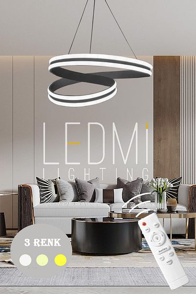 Ledmi Lighting Round Eight Controlled 3 Color Illuminated Office Chandelier, Lighting, Living Room Chandelier