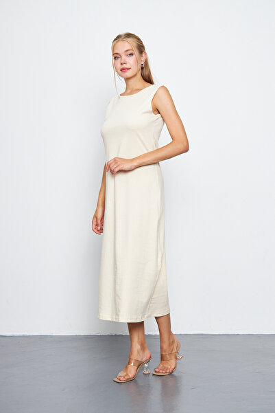 CrazyShopping Μπεζ Αμάνικο Φόδρα-Εσωτερικό 100% Βαμβάκι