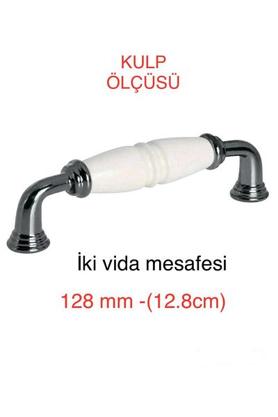 Porcellana Perla Porcelain Metal Handle Furniture Handle Cabinet Drawer Cloakroom Kitchen Handle -Handle- Inci128Mm- Stk3026