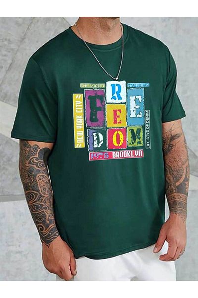 Medinenur Μπλουζάκι Unisex Feedom Printed Crew Neck