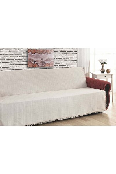 Buldan Pamuklu Koltuk Örtüsü Kolsuz Takım (3 3 1 1) - Krem - Kolsuz Takım