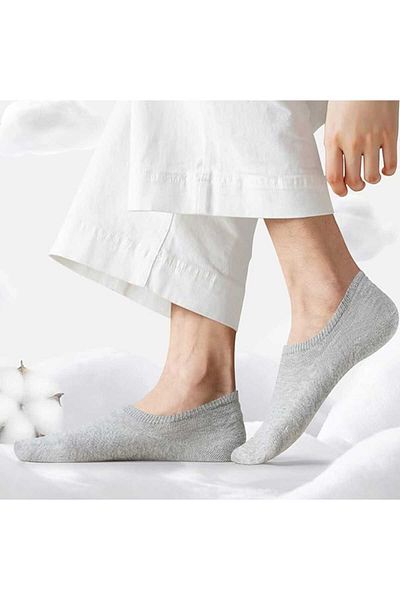 Gürhan Çorap Γκρι Unisex Βαμβακερά πάνινα παπούτσια - 10 Συσκευασία Αόρατες κάλτσες αθλητικών παπουτσιών