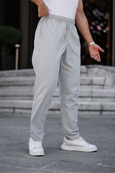 a02teks Ανδρικό καλοκαιρινό λινό παντελόνι CASUAL CUT LIN