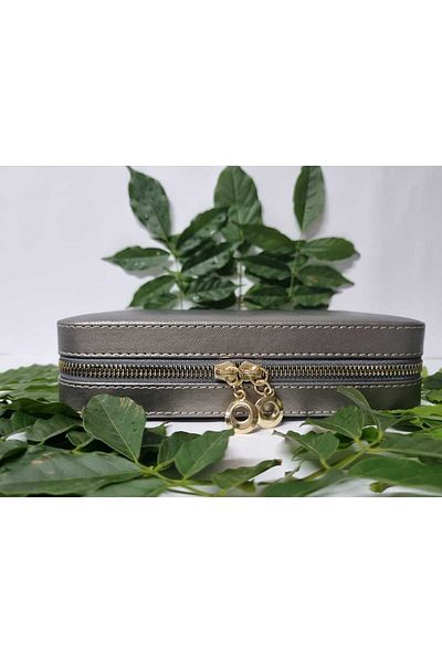 Gold Box Large Size Organizer with Compartments Jewelry Storage Box and Travel Bag Wooden GRAY (21X14.5X5)