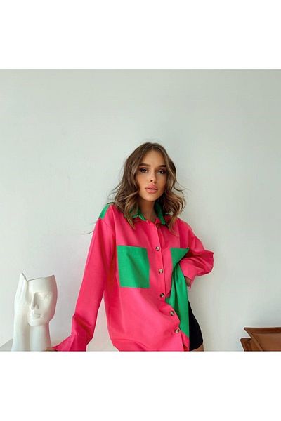 MAY MARA Cămașă oversize pentru femei - cu detaliu pe panoul frontal