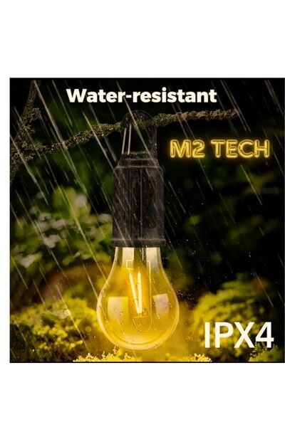 M2 TECH Taşınabilir Şarjlı Led Ampül Outdoor Kamp Bahçe Lambası 10W Askılı Kı...