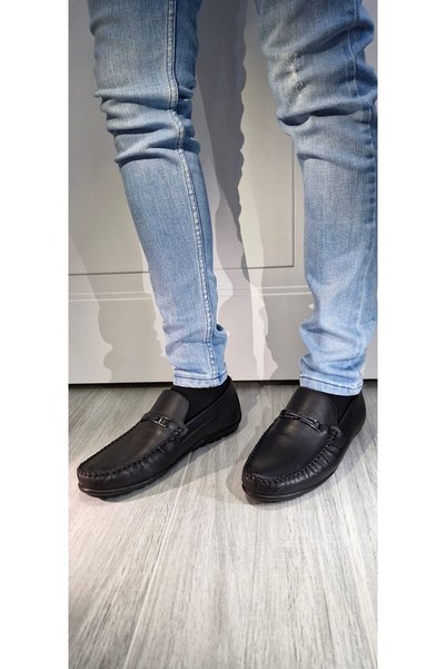 MODESA BY KAVCAR Genuine Leather Skin Black Daily Men's Leather Casual Shoes