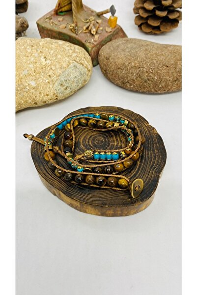 Porsuk Alternatif El Yapımı Doğal Taş Pirinç Aparatlı Sarmalı Bileklik