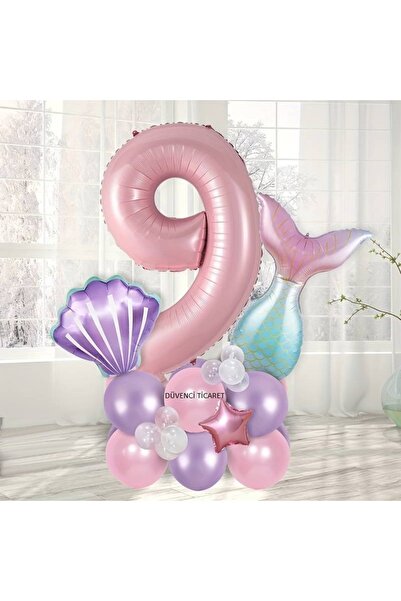 DÜVENCİ TİCARET 24 Parça Denizkızı Doğum Günü Süsü Kabuk Büyük Sayı Balonları...
