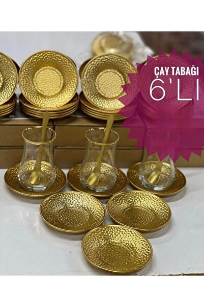 ElectronicStore 6 Lı Plastik Gold Çay Tabagı