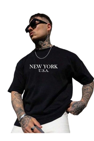Pink Sky Oversize kroj са штампом Њујорк превеликог величине