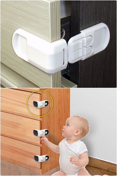 MUHEN Practical and Durable Children's Corner Protection Lock - Keeping Your Home Safe, 2 Doors and Drawers