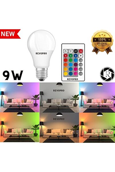 REVOPRO 9w Rgb Led Ampul Renk Değiştiren kumandalı ampul