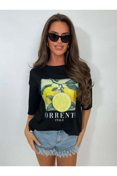 Jose Clothing Tricou oversize din bumbac organic cu imprimeu cireșe