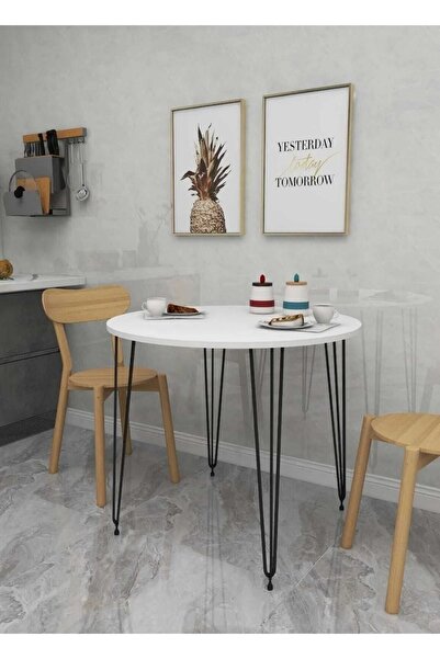 HNC HOME Yuvarlak Masa 90x90 Cm, Mutfak Masası, Balkon Masası, Modern Masa