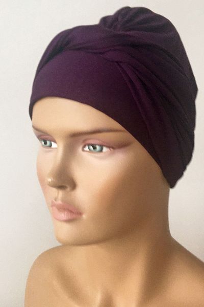 Vera Boneta cu turban gata Boneta din bumbac pieptănat cu bandă răsucită Boneta mov pentru femei Hijab Boneta exterioară cu bandă răsucită