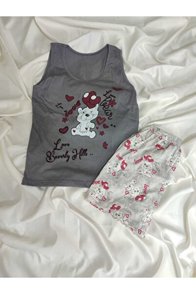 Miss Patterned Love Cat Shorts Set