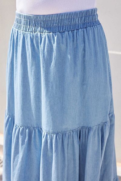 Zübeyde Sayın Fusta lungă din denim cu volan