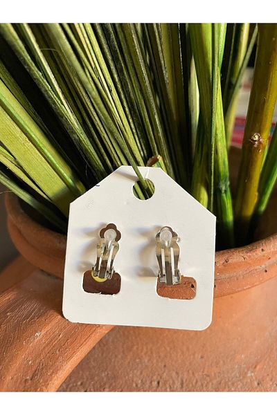 1PARÇAMAVİ Non-Perforated Girl's Earrings with White Cat Clip