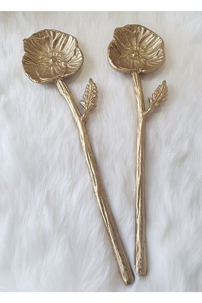 LOVYCO Flower Shaped Metal Salad Serving Spoons