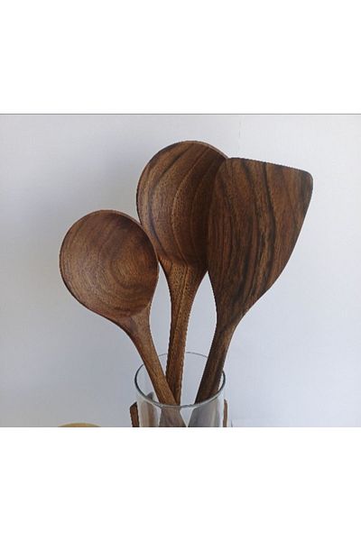 AYSAN Handmadecutlerywalnutwood3Pcsutensilspatulakom
