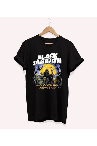 remonz Μπλουζάκι Black Sabbath με στάμπα Oversize Crew Neck 100% Cotton Plus Size T-shirt
