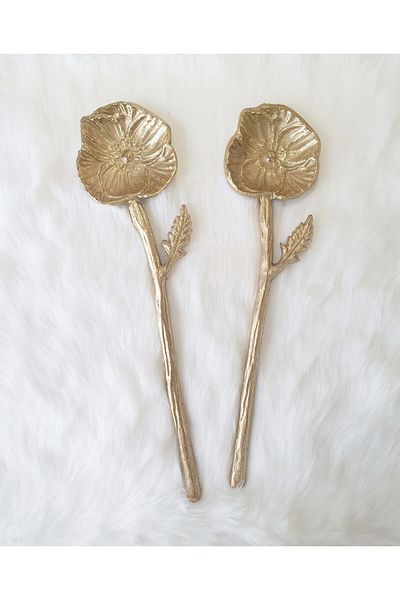 LOVYCO Flower Shaped Metal Salad Serving Spoons